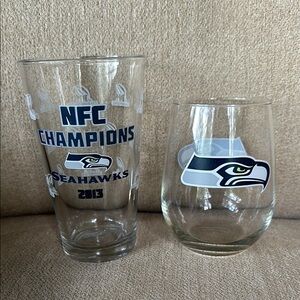 Seattle Seahawks NFC Champions Glass and Wine Glass